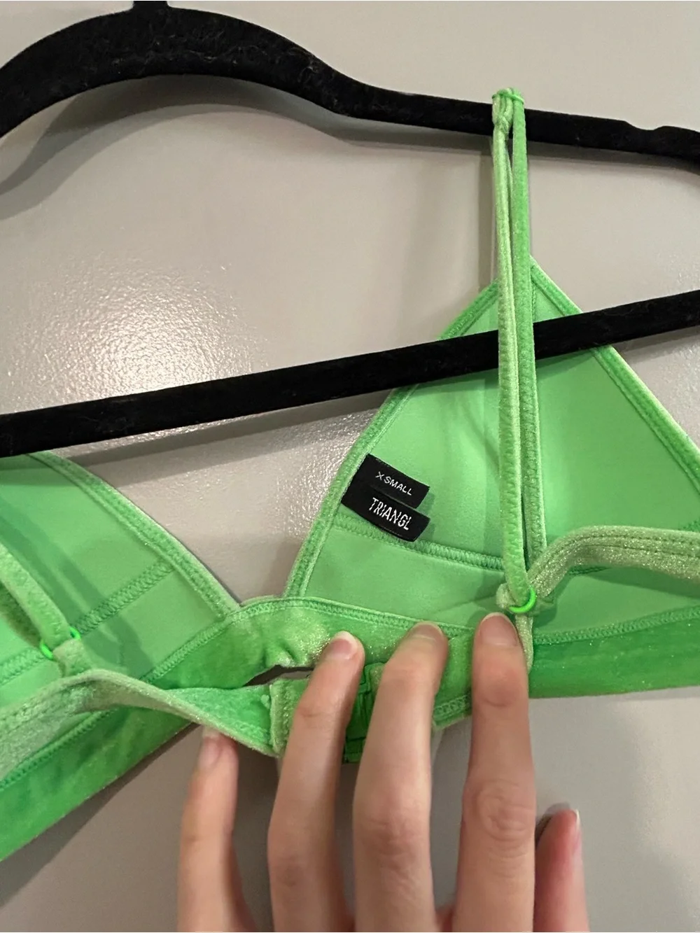 triangl swimwear Neon Lime Velvet Triangle Bikini Top